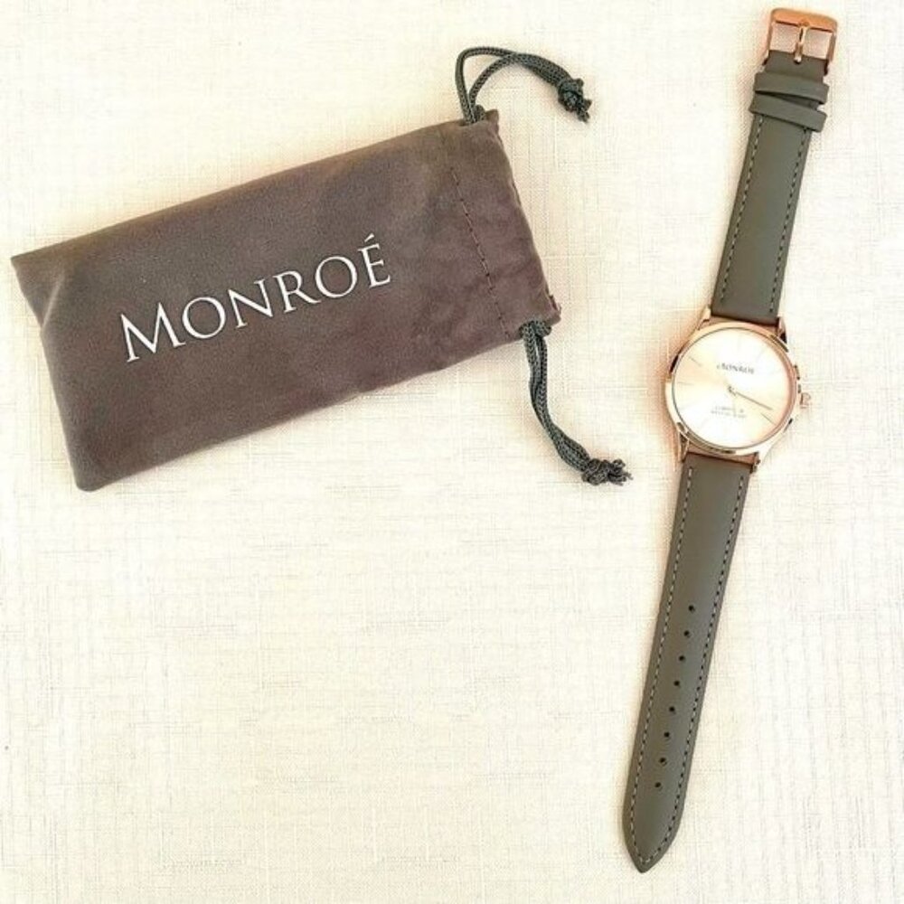 Monroe Classique Watch Sunburst Solero for Women Round Rose Gold Face Sz M-L